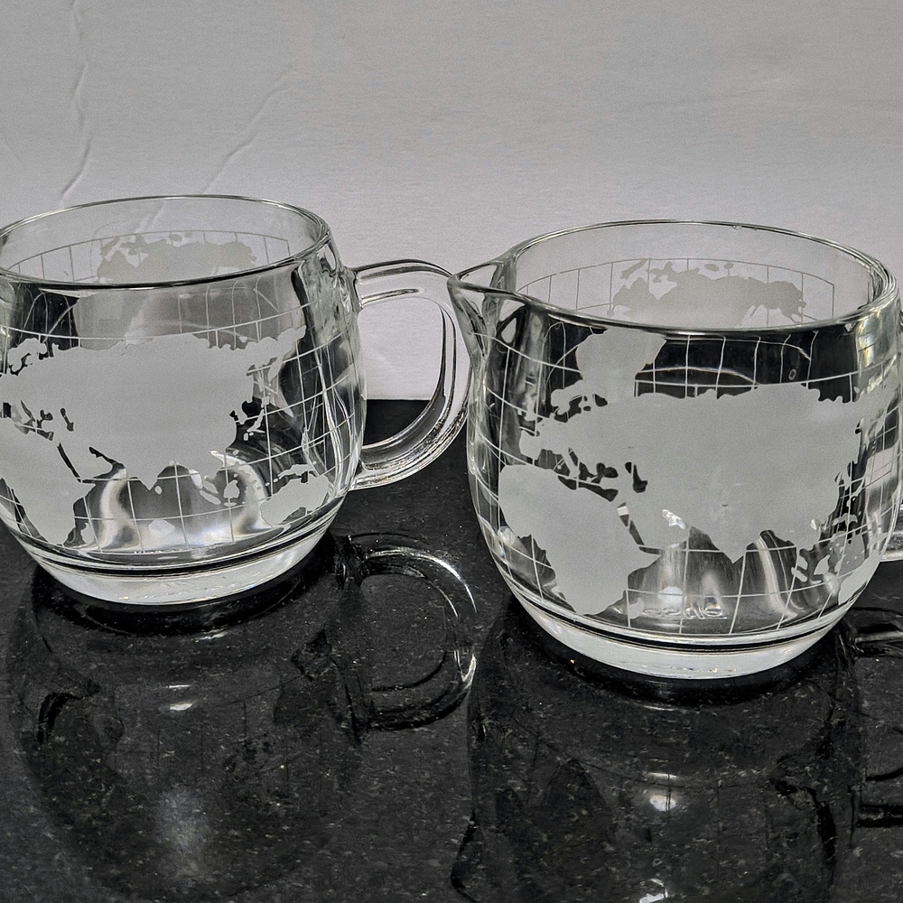 Vintage Nestlé Nescafe Frosted Glass Globe Mug and Creamer